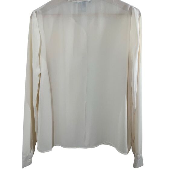 Forever 21 White Long Sleeve Button Up Shirt Size M Collared Sheer Plain - Picture 8 of 9